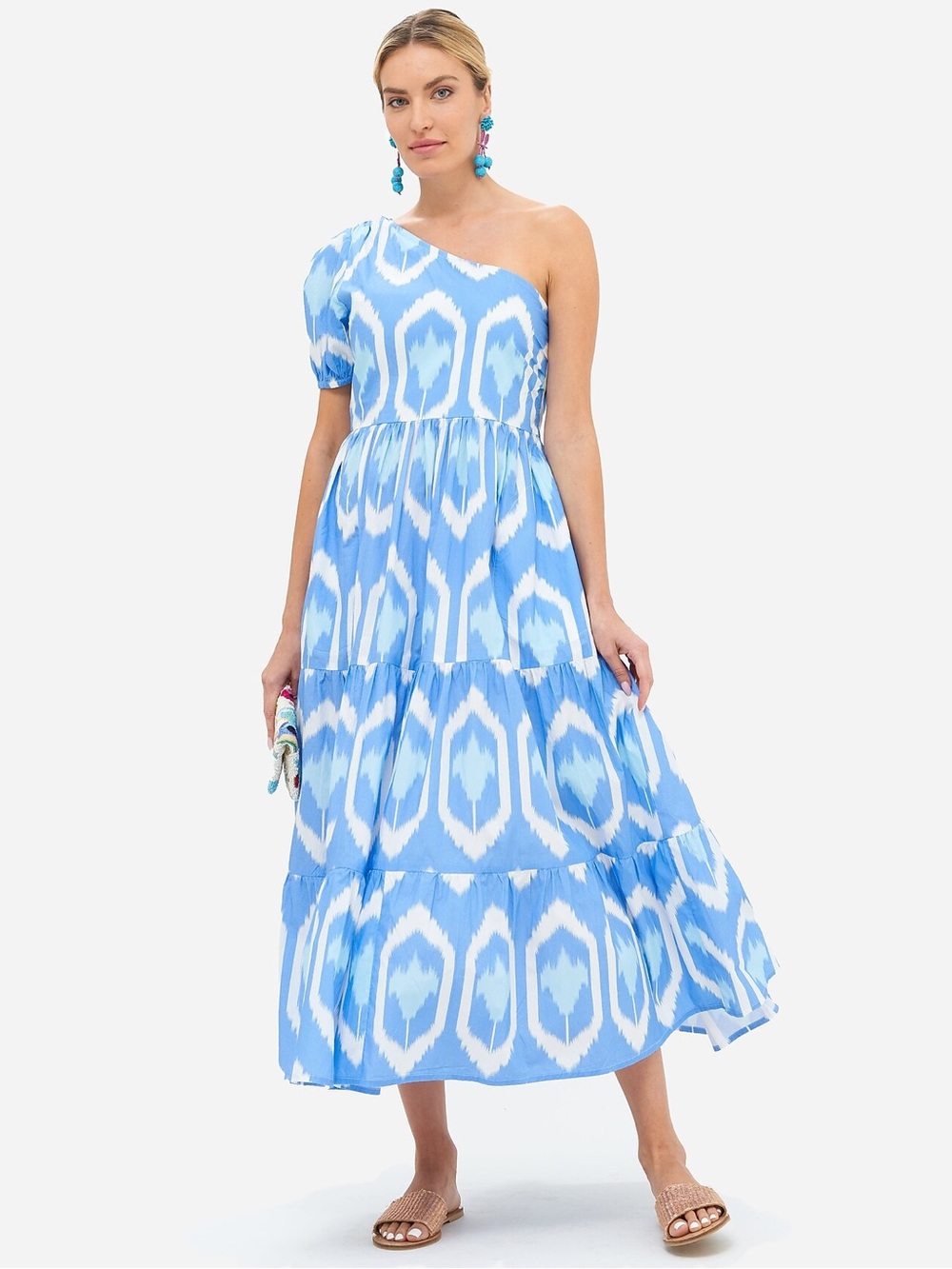 OLIPHANT One Shoulder Maxi Dress in Blue Odisha - Small